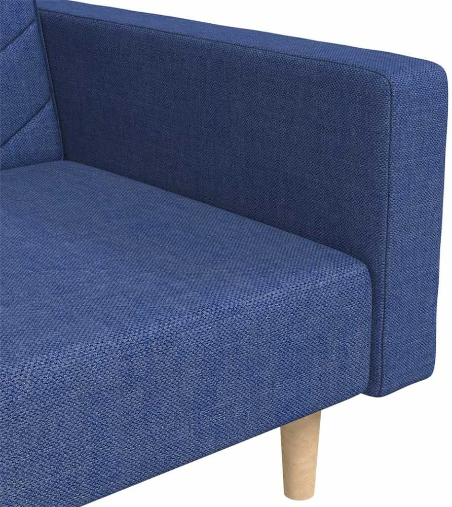 Dvivietė sofa-lova su dvejomis pagalvėmis, mėlyna, audinys