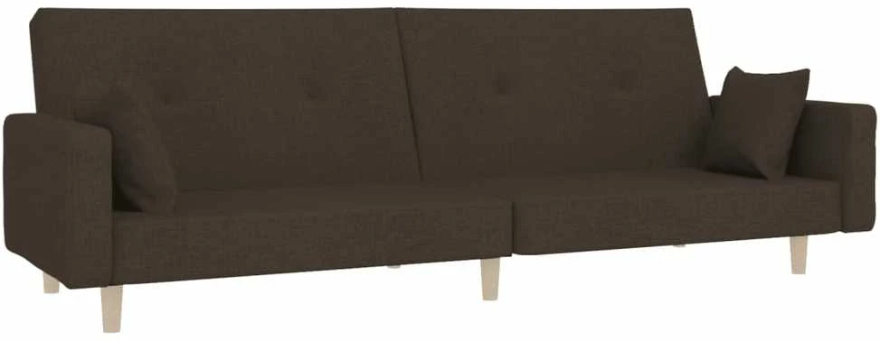 Dvivietė sofa-lova su dvejomis pagalvėmis, ruda, audinys