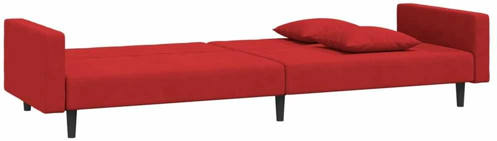 Dvivietė sofa-lova su dvejomis pagalvėmis, vyno, aksomas