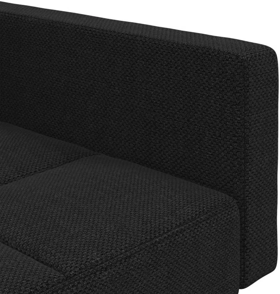 Dvivietė sofa-lova su dvejomis pagalvėmis, juoda, audinys