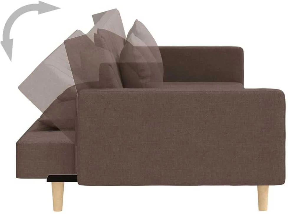 Dvivietė sofa-lova su dvejomis pagalvėmis, taupe, audinys
