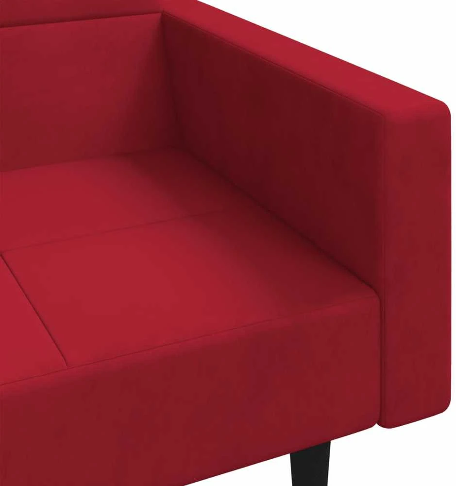 Dvivietė sofa-lova su dvejomis pagalvėmis, vyno, aksomas