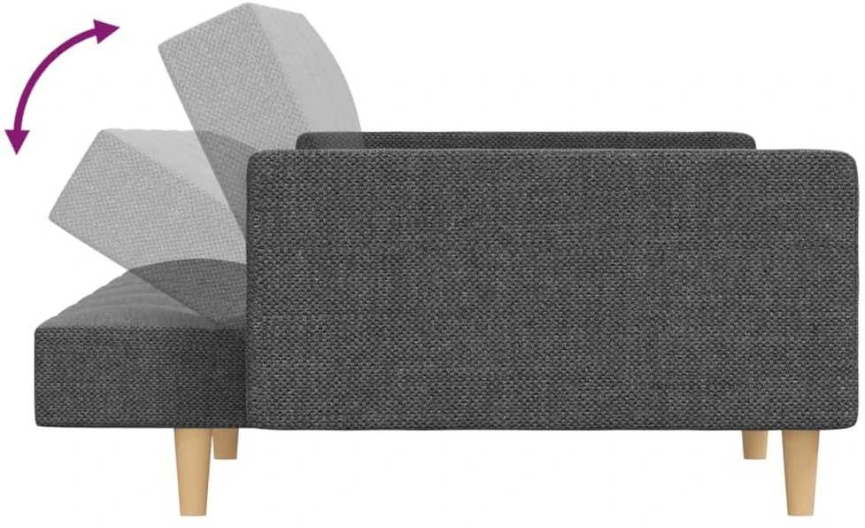 Dvivietė sofa-lova su dvejomis pagalvėmis, pilka, audinys