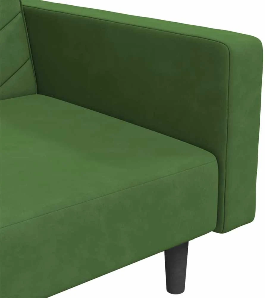 Dvivietė sofa-lova su dvejomis pagalvėmis, žalia, aksomas