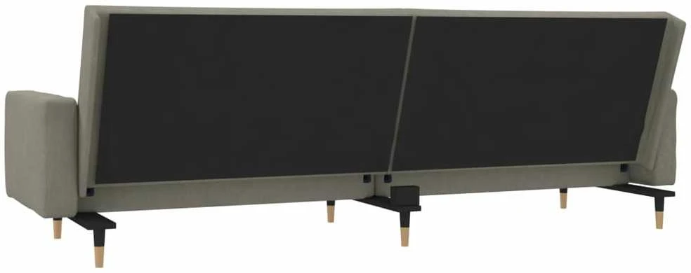 Dvivietė sofa-lova su dvejomis pagalvėmis, pilka, aksomas