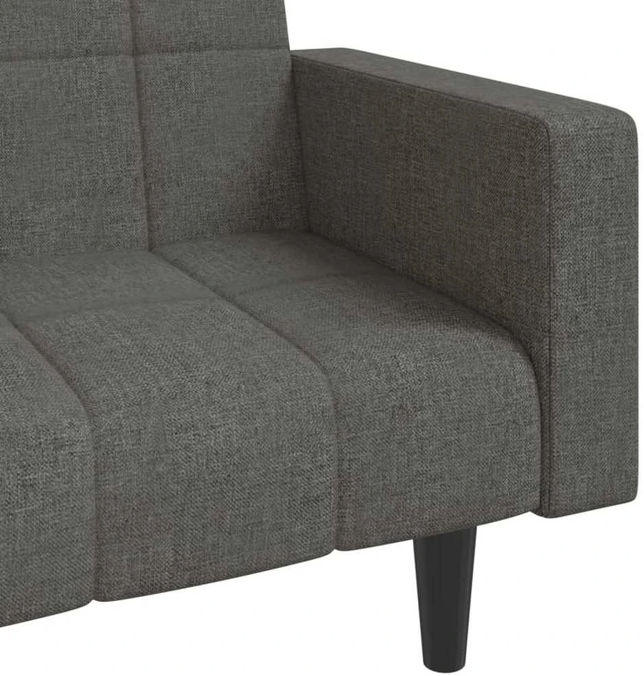 Dvivietė sofa-lova su dvejomis pagalvėmis, pilka, audinys