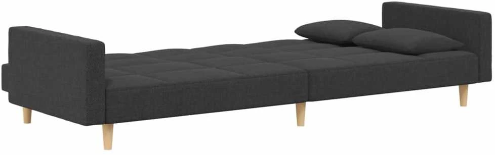 Dvivietė sofa-lova su dvejomis pagalvėmis, pilka, audinys