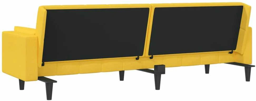 Dvivietė sofa-lova su dvejomis pagalvėmis, geltona, audinys