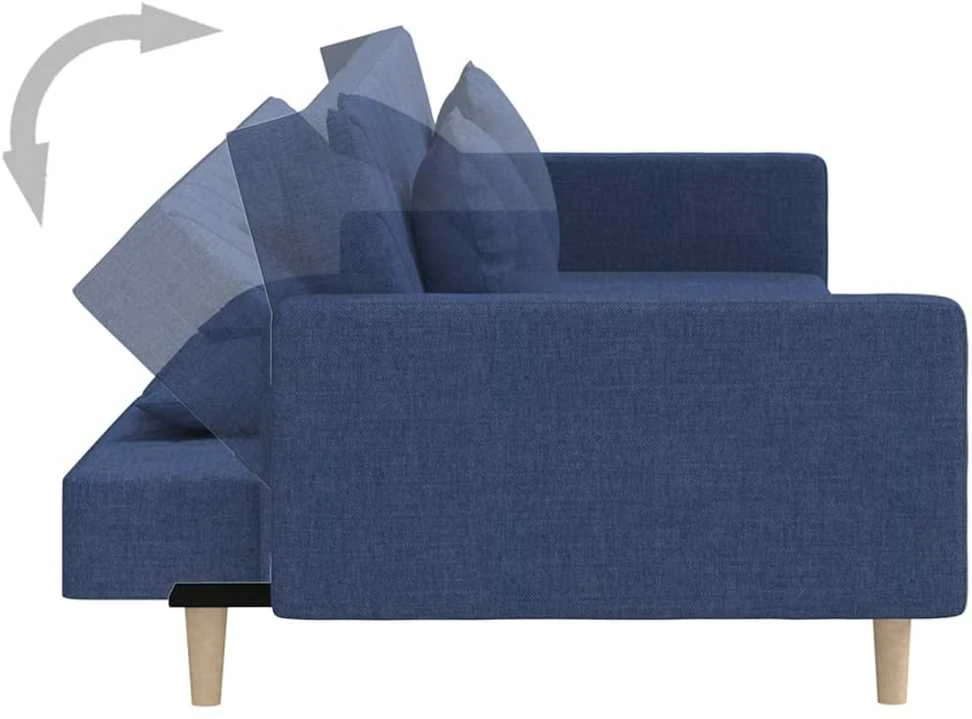Dvivietė sofa-lova su dvejomis pagalvėmis, mėlyna, audinys
