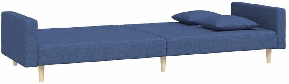 Dvivietė sofa-lova su dvejomis pagalvėmis, mėlyna, audinys