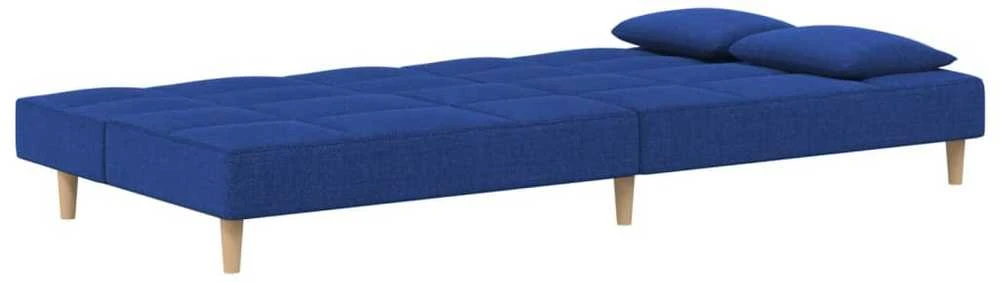 Dvivietė sofa-lova su dvejomis pagalvėmis, mėlyna, audinys