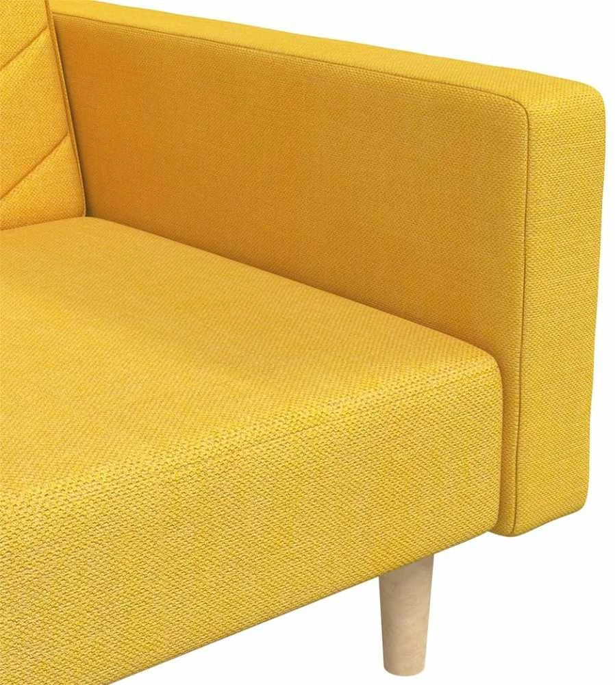 Dvivietė sofa-lova su dvejomis pagalvėmis, geltona, audinys