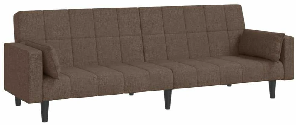 Dvivietė sofa-lova su dvejomis pagalvėmis, taupe, audinys