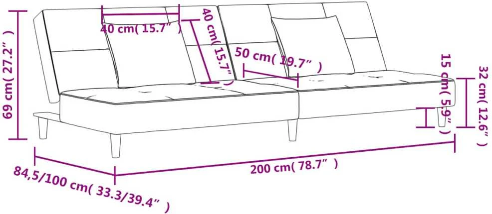 Dvivietė sofa-lova su dvejomis pagalvėmis, žalia, aksomas