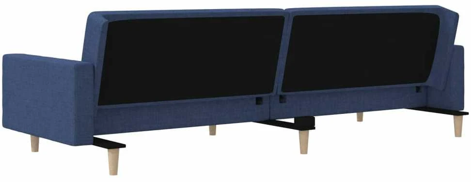 Dvivietė sofa-lova su dvejomis pagalvėmis, mėlyna, audinys