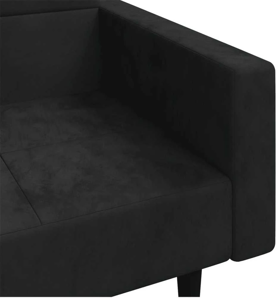Dvivietė sofa-lova su dvejomis pagalvėmis, juoda, aksomas