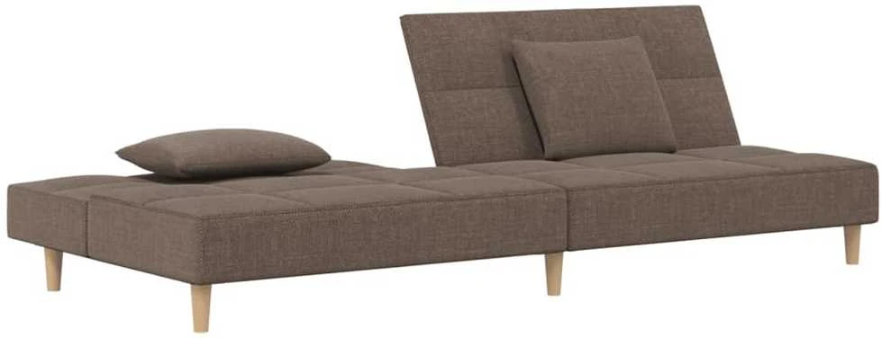 Dvivietė sofa-lova su dvejomis pagalvėmis, taupe, audinys