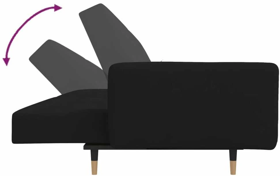 Dvivietė sofa-lova su dvejomis pagalvėmis, juoda, aksomas