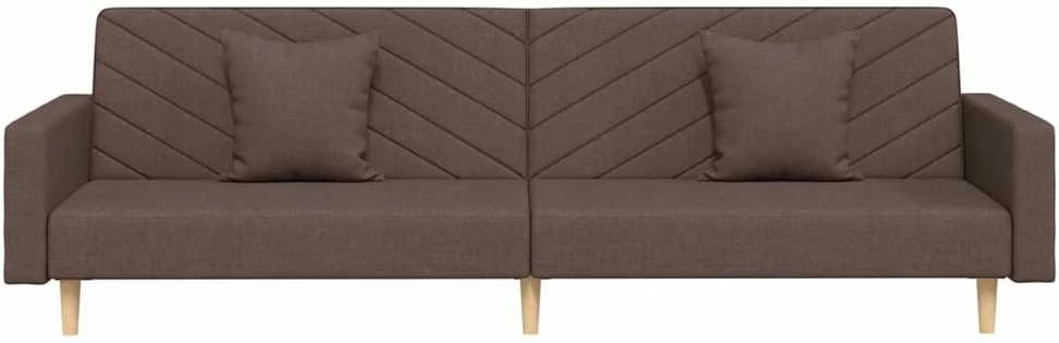 Dvivietė sofa-lova su dvejomis pagalvėmis, taupe, audinys