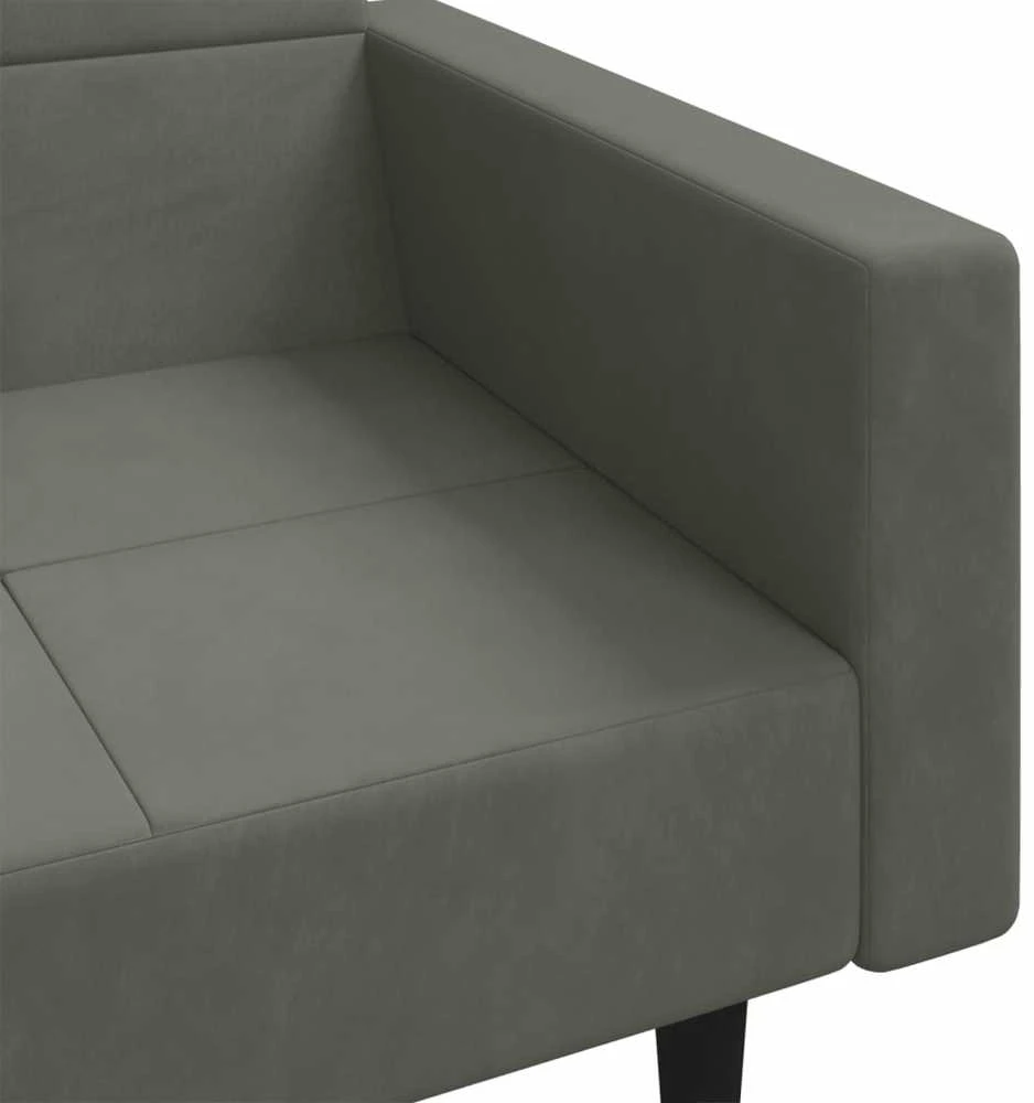 Dvivietė sofa-lova su dvejomis pagalvėmis, pilka, aksomas