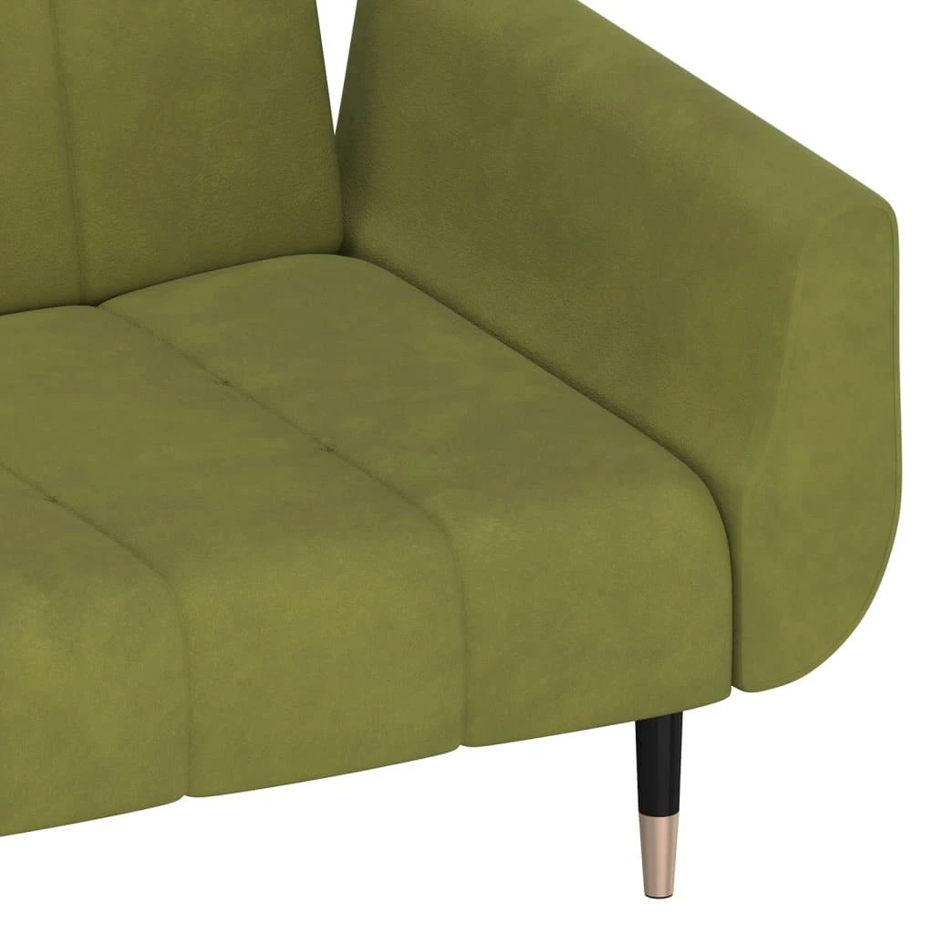 Dvivietė sofa-lova su dvejomis pagalvėmis, žalia, aksomas