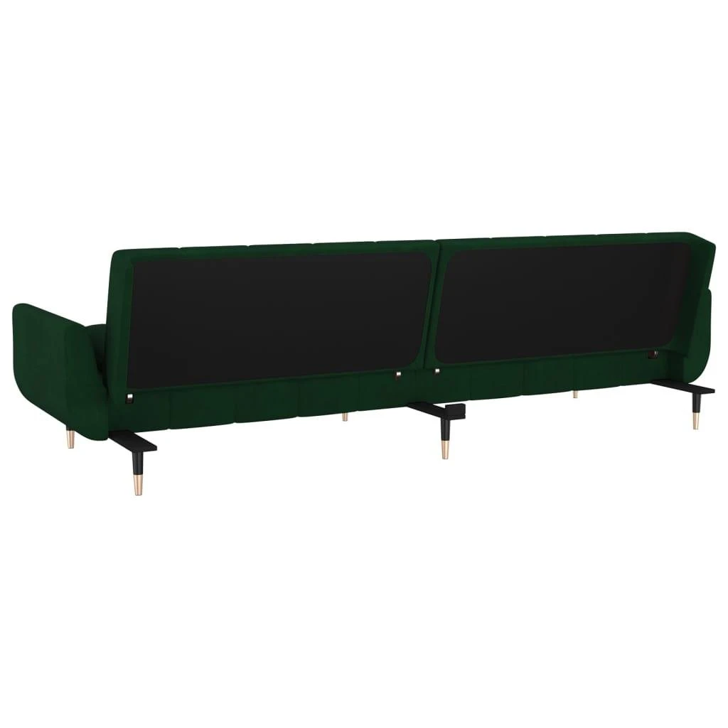 Dvivietė sofa-lova su dvejomis pagalvėmis, žalia, aksomas