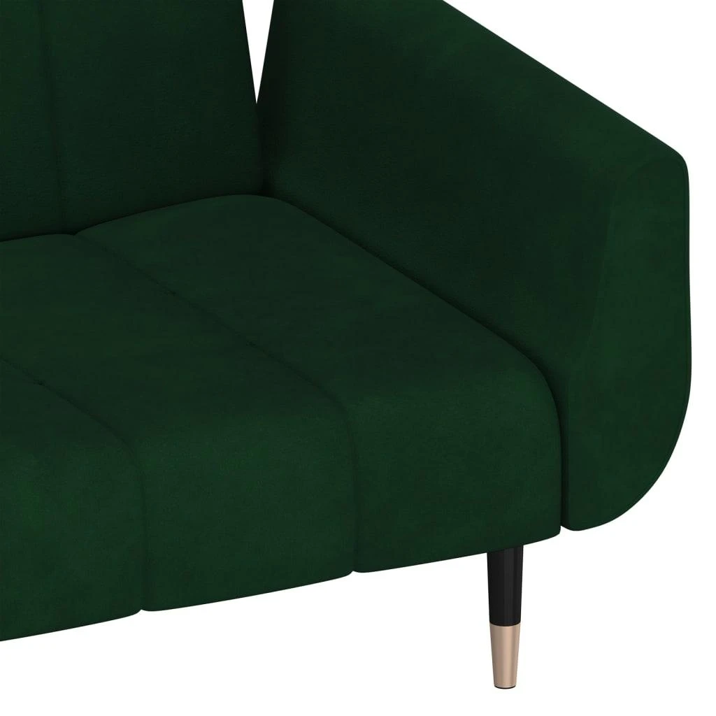 Dvivietė sofa-lova su dvejomis pagalvėmis, žalia, aksomas