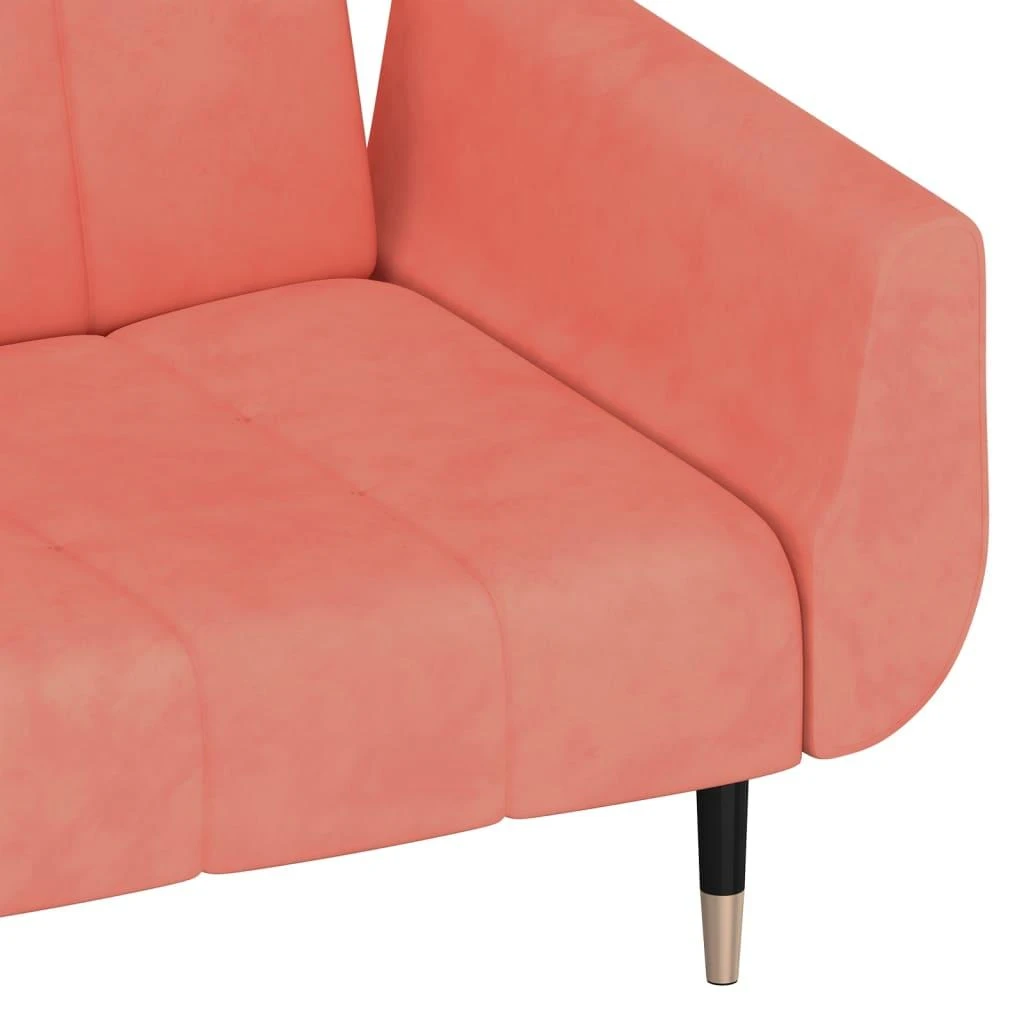 Dvivietė sofa-lova su dvejomis pagalvėmis, rožinė, aksomas