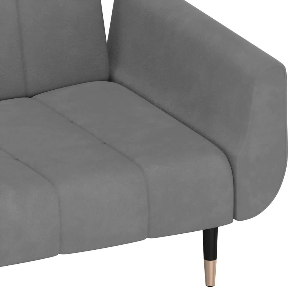 Dvivietė sofa-lova su dvejomis pagalvėmis, pilka, aksomas