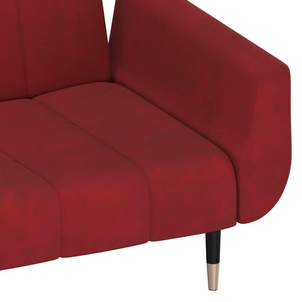 Dvivietė sofa-lova su dvejomis pagalvėmis, vyno, aksomas