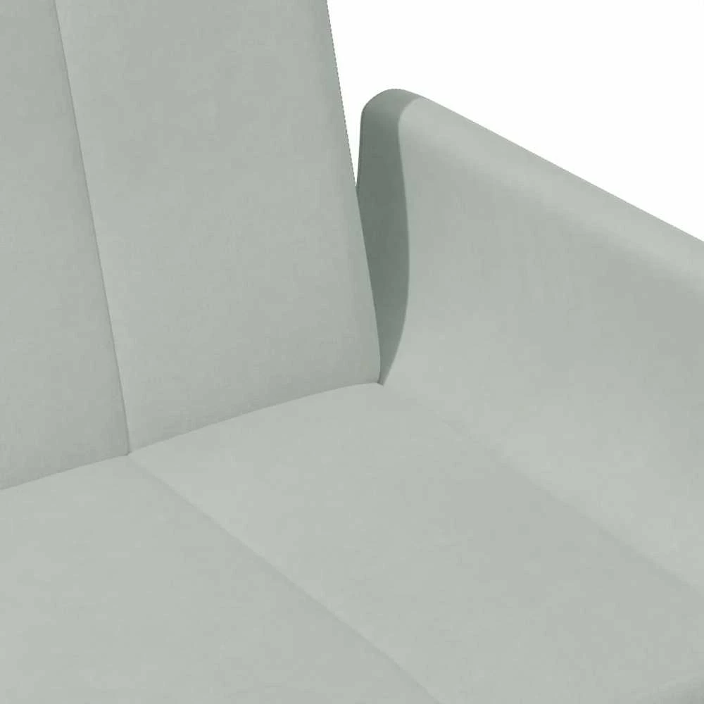 Dvivietė sofa-lova su pakoja, šviesiai pilkos spalvos, aksomas