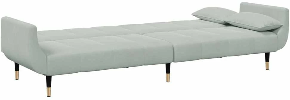 Dvivietė sofa-lova su pakoja, šviesiai pilkos spalvos, aksomas