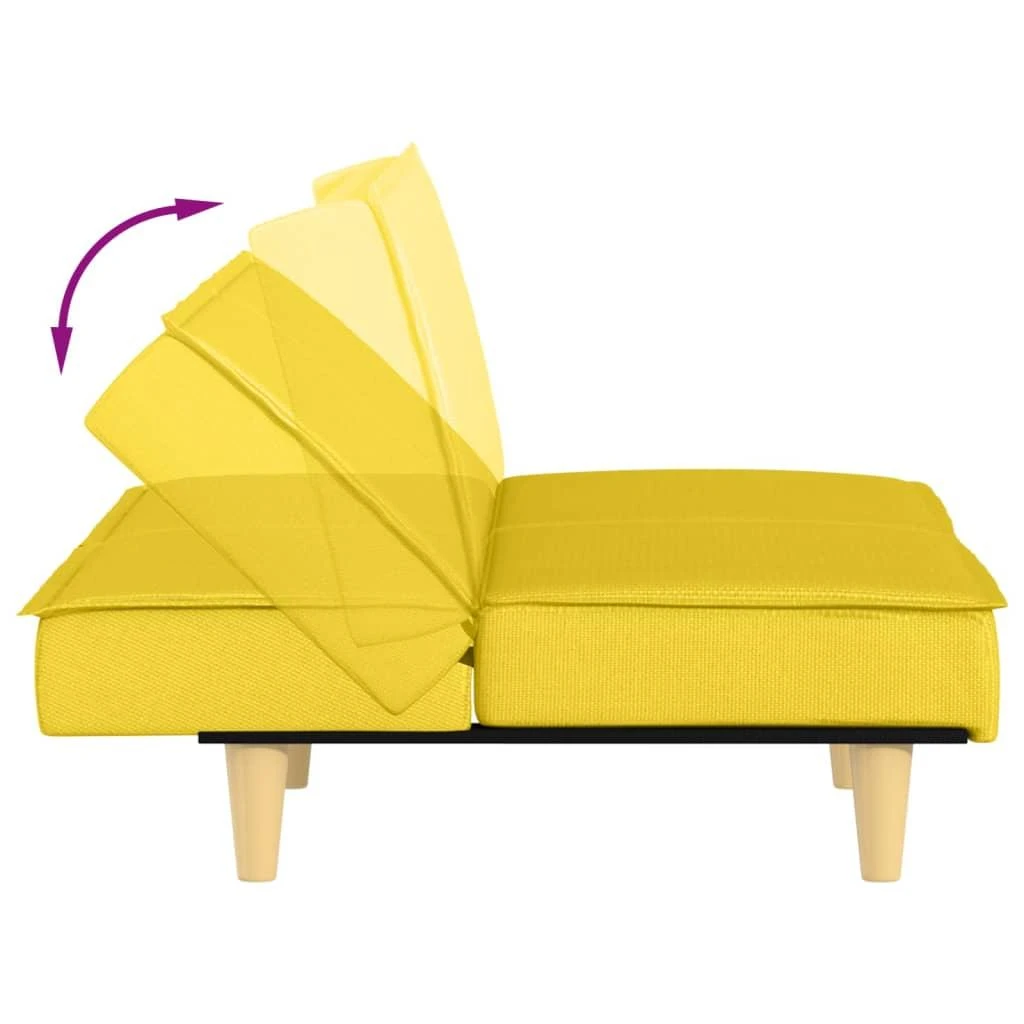 Dvivietė sofa-lova, šviesiai geltonos spalvos, audinys