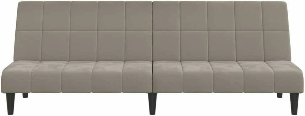 Dvivietė sofa-lova, šviesiai pilkos spalvos, aksomas