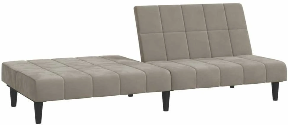 Dvivietė sofa-lova, šviesiai pilkos spalvos, aksomas