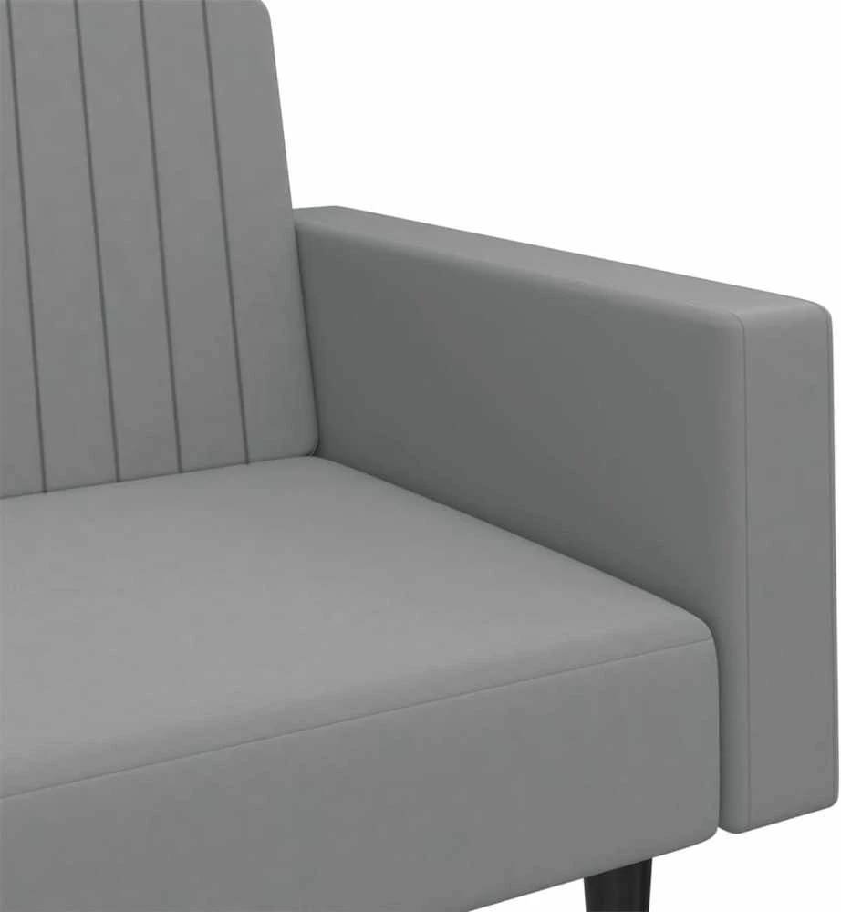 Dvivietė sofa-lova, šviesiai pilkos spalvos, aksomas