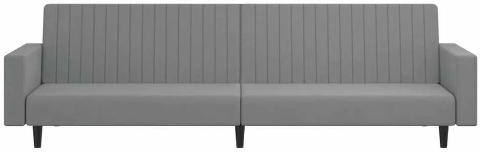 Dvivietė sofa-lova, šviesiai pilkos spalvos, aksomas
