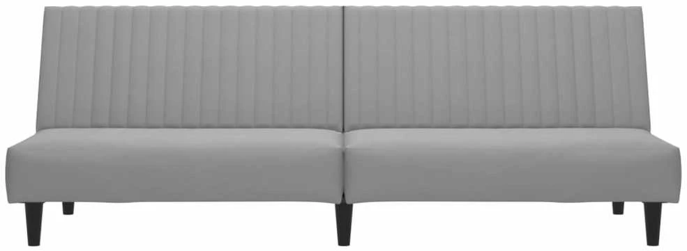 Dvivietė sofa-lova, šviesiai pilkos spalvos, aksomas