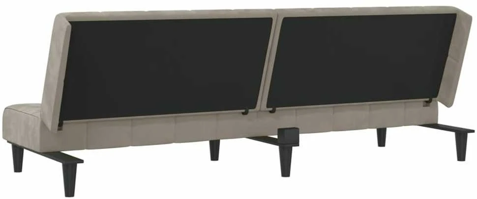 Dvivietė sofa-lova, šviesiai pilkos spalvos, aksomas