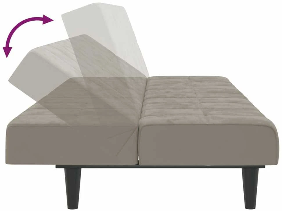 Dvivietė sofa-lova, šviesiai pilkos spalvos, aksomas