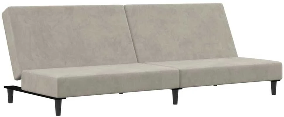 Dvivietė sofa-lova, šviesiai pilkos spalvos, aksomas