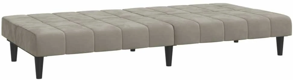 Dvivietė sofa-lova, šviesiai pilkos spalvos, aksomas