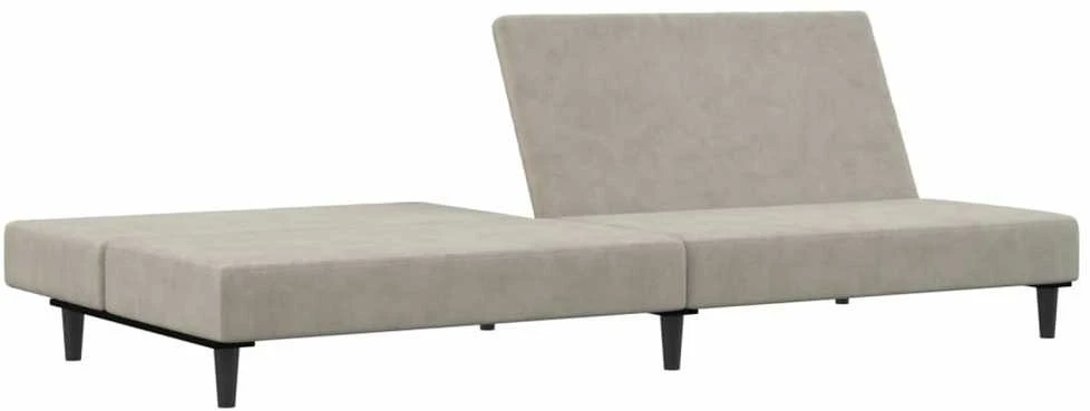 Dvivietė sofa-lova, šviesiai pilkos spalvos, aksomas