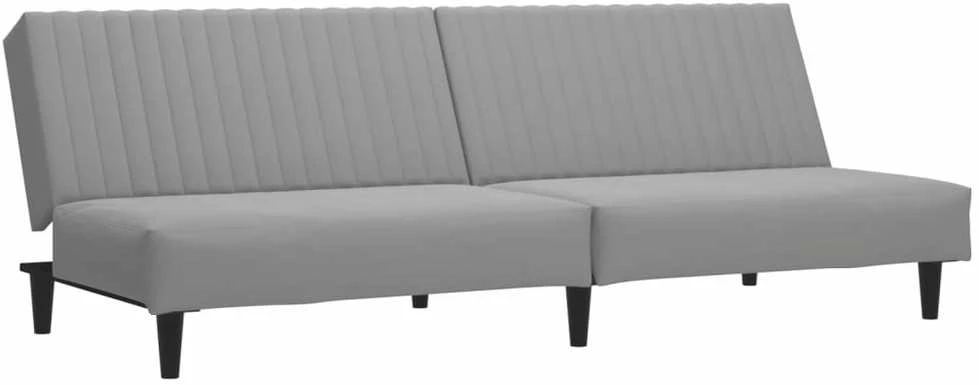 Dvivietė sofa-lova, šviesiai pilkos spalvos, aksomas