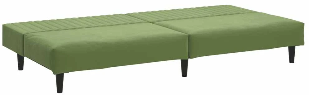 Dvivietė sofa-lova, šviesiai žalios spalvos, aksomas