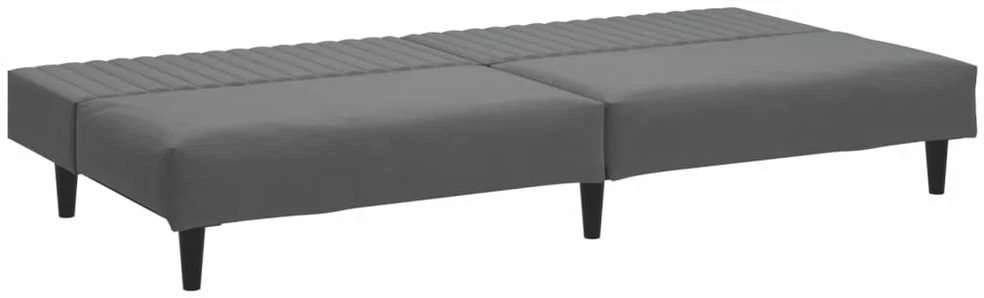 Dvivietė sofa-lova, tamsiai pilkos spalvos, aksomas