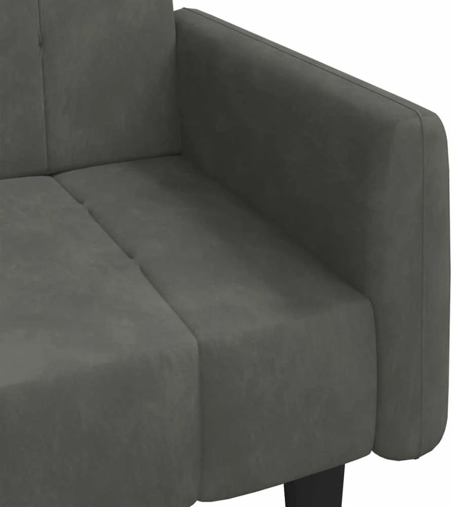 Dvivietė sofa-lova, tamsiai pilkos spalvos, aksomas