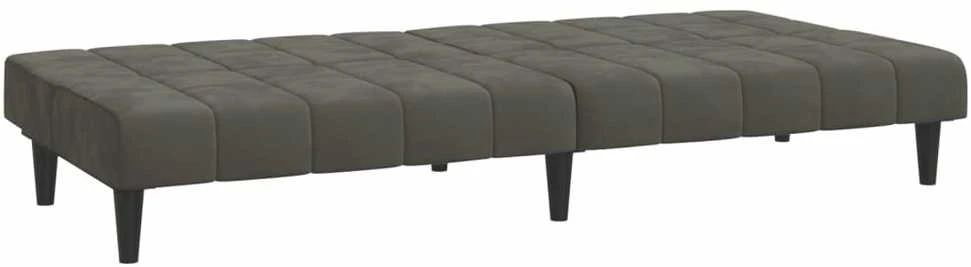 Dvivietė sofa-lova, tamsiai pilkos spalvos, aksomas