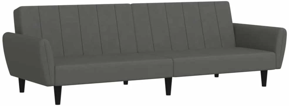 Dvivietė sofa-lova, tamsiai pilkos spalvos, aksomas