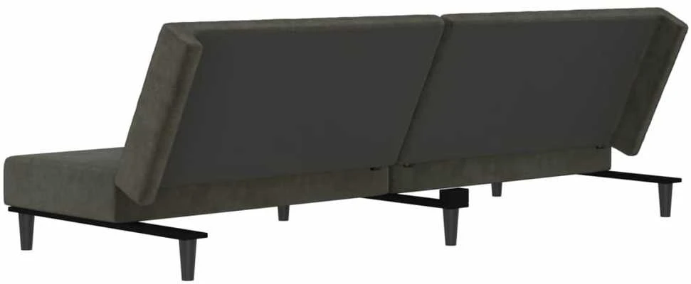 Dvivietė sofa-lova, tamsiai pilkos spalvos, aksomas